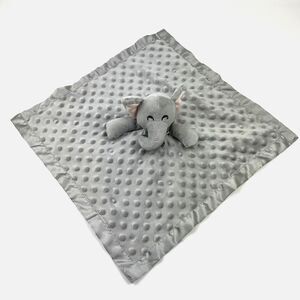 Elephant Lovey Gray Minky Dot Unisex Crinkle Ears Satin Edge Back 16" PRO GOLEEM